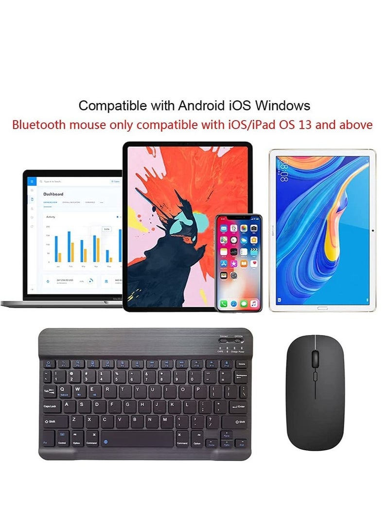 ELTRAZONE Rechargeable Bluetooth Keyboard and Mouse Combo Ultra-Slim Portable Compact Wireless Mouse Keyboard Set for Android Windows Tablet Cell Phone iPhone iPad Pro Air Mini, iPad OS/iOS 13 and above (Black) - Image 2