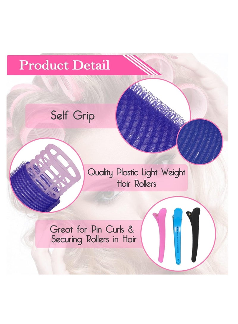 بريميفي مجموعة بكرات شعر مكونة من 30 قطعة، 18 قطعة بكرات شعر ذاتية الإمساك 20 مم، 31 مم، 48 مم و12 قطعة مشابك تقسيم منقار البط - Image 4