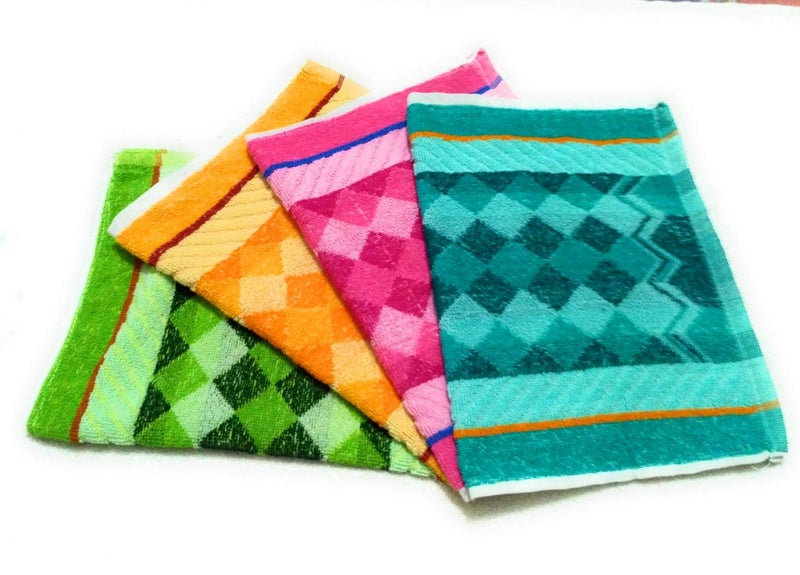 Cotton Colors Cotton Colors Floral Design Hand Towels (Medium, Multicolor, Pack of 4)_D11  - Image 1