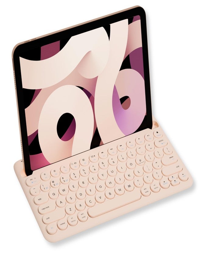 Macally Bluetooth Keyboard for Tablet | Wireless Keyboard for iPad mini/Pro/Air, iPhone (Multi-Device, Built-in Stand, Portable, Rechargeable) - Boba Brown - Image 1