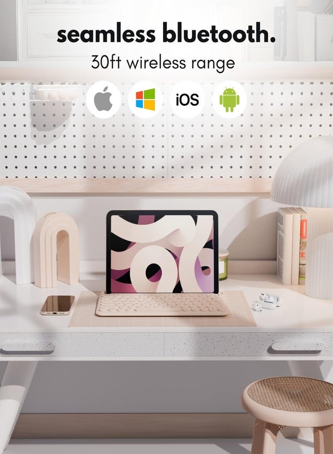 Macally Bluetooth Keyboard for Tablet | Wireless Keyboard for iPad mini/Pro/Air, iPhone (Multi-Device, Built-in Stand, Portable, Rechargeable) - Boba Brown - Image 2