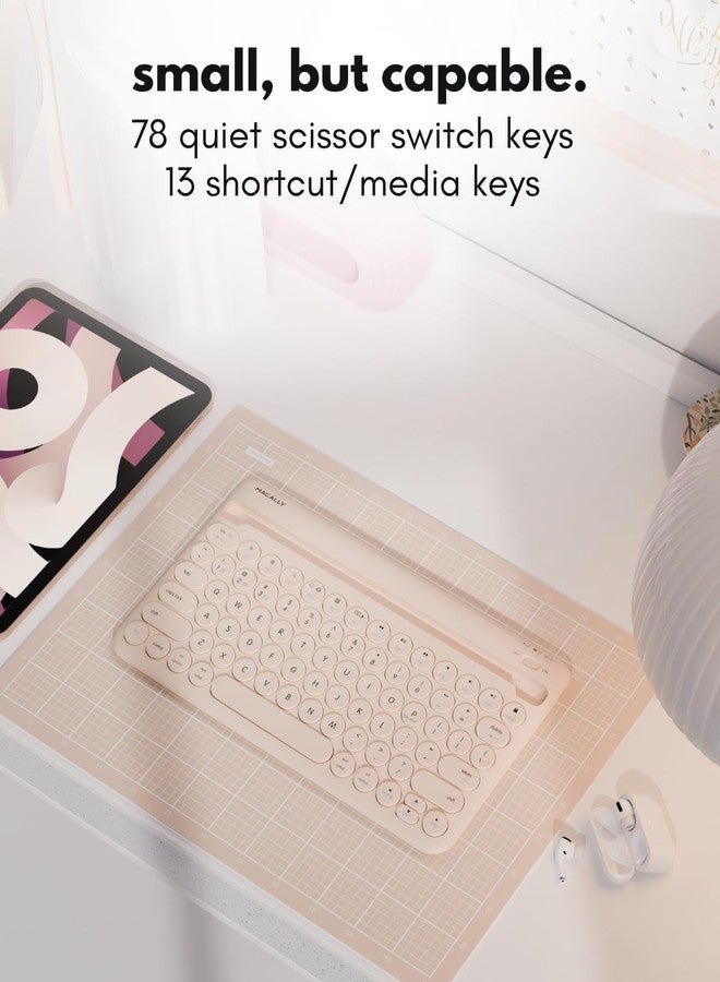Macally Bluetooth Keyboard for Tablet | Wireless Keyboard for iPad mini/Pro/Air, iPhone (Multi-Device, Built-in Stand, Portable, Rechargeable) - Boba Brown - Image 5