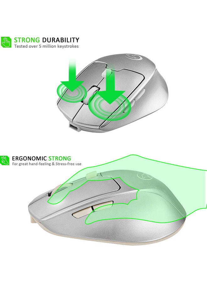 NIBEMINENT Dual Mode Optical Computer Wireless Mouse Portable Recharge Gaming Mice for Mac Silver - Image 4