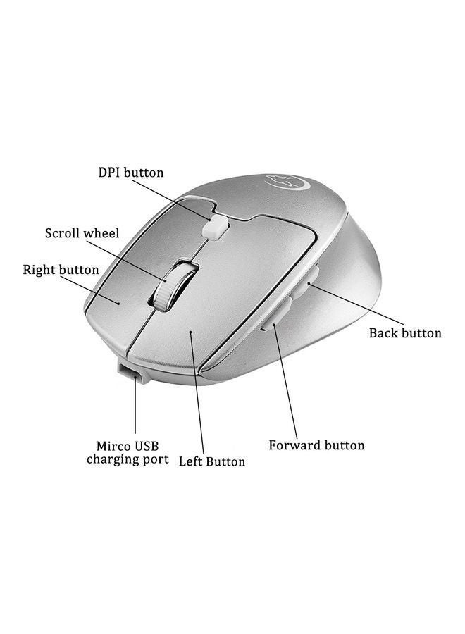 NIBEMINENT Dual Mode Optical Computer Wireless Mouse Portable Recharge Gaming Mice for Mac Silver - Image 5