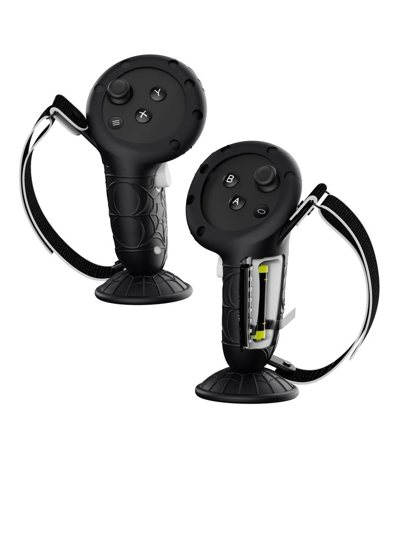 Barakah Upgraded Controller Grips Covers for Oculus Quest 3 with Suction Cup Battery Opening Covers and Adjustable Knuckle Straps Silicone Controller Protectors Enhance Your VR Experience - Image 1