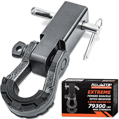 ALL-TOP ALLTOP Shackle Hitch Receiver for 2in Receiver 79300Lbs BSR 11000Lbs WLL Extreme Forged 34 DRing Included with Quick Release Pin - Image 1