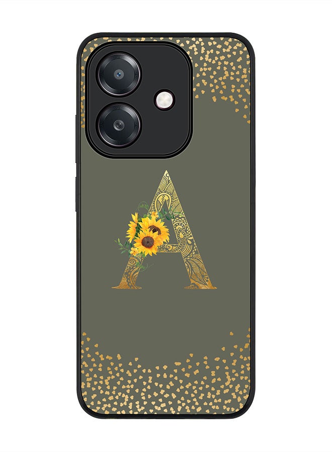 Stylizedd For Oppo A60 5G / A3 5G / A3x 5G Case,Slim fit Camera Protection, Shockproof Thin Phone cover - Custom Floral Monogram - A (Olive Green ) - Image 1