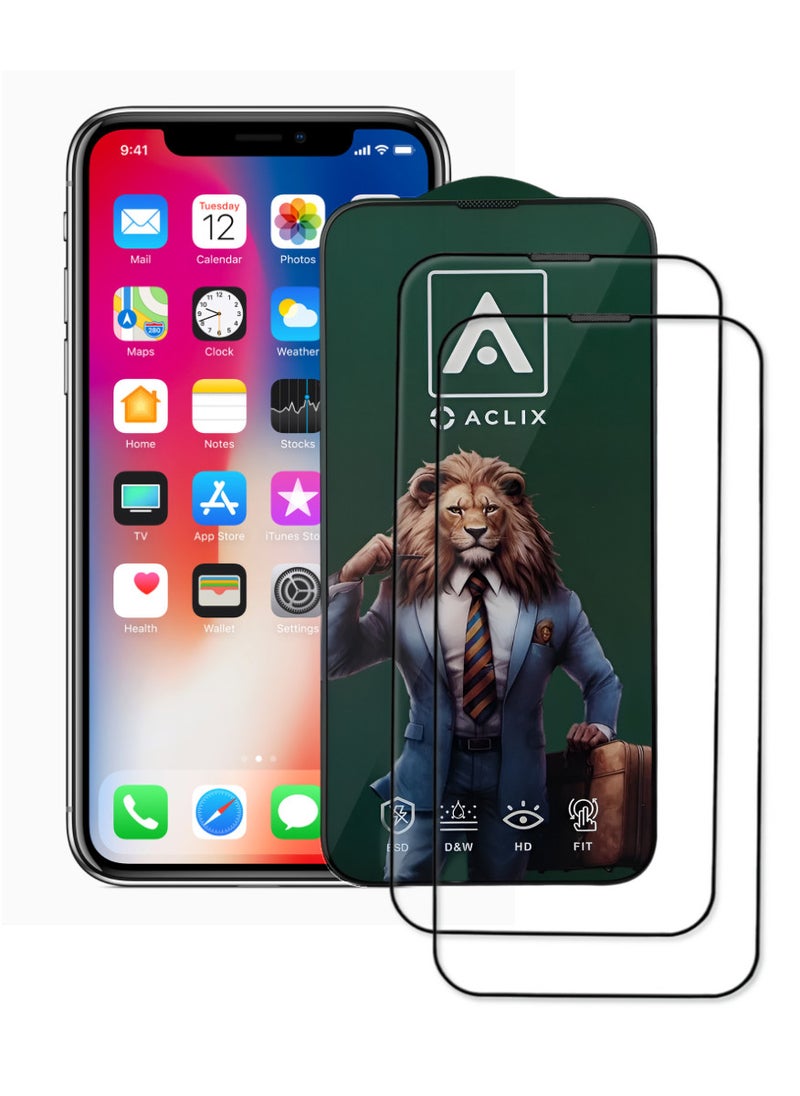 ACLIX 2 Pieces Antistatic ESD Dustproof Premium Quality High Definition Tempered Glass Screen Protector Designed For  iPhone 10 - Image 1