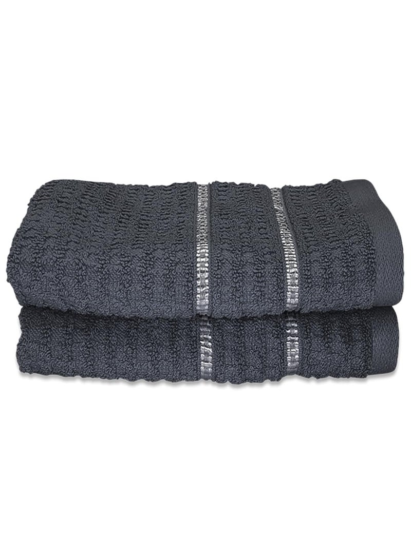 BIANCA Extra Plush Turkish Terry Towels -2pc Hand Towel Set (Mint-Tea) | 480 GSM l 100% Cotton Towel | Hand Towel, Gym Towel for Men Workout Solid-dk.Grey - Image 2