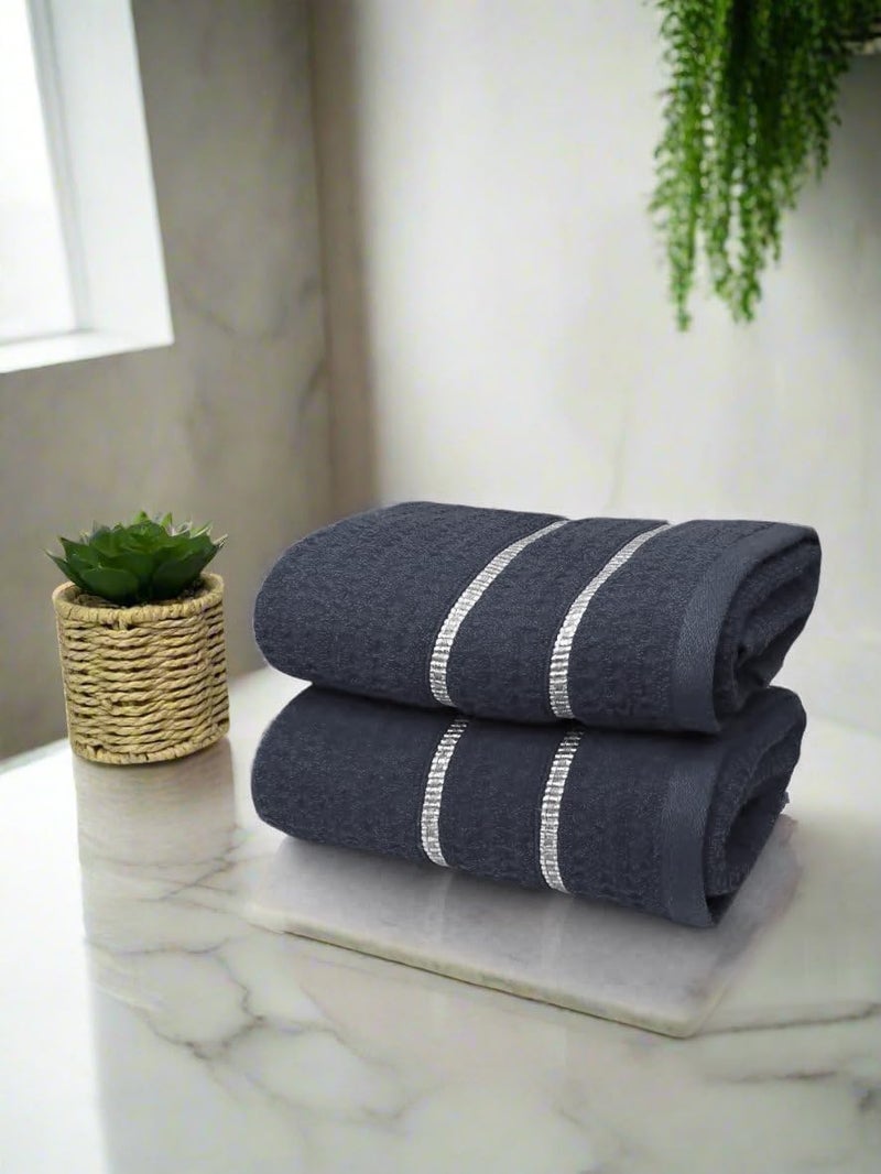 BIANCA Extra Plush Turkish Terry Towels -2pc Hand Towel Set (Mint-Tea) | 480 GSM l 100% Cotton Towel | Hand Towel, Gym Towel for Men Workout Solid-dk.Grey - Image 1