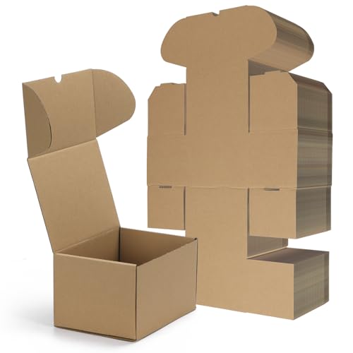 RLAVBL 7x5x4 Small Shipping Boxes Set of 50, Brown Corrugated Cardboard Box for Packing, Mailing, Business - Image 1