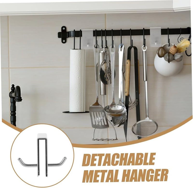 4 قطع من الفولاذ المقاوم للصدأ الفضي، خطاف معلق للأبواب، منظف الخزانات، حامل المناشف - Image 4