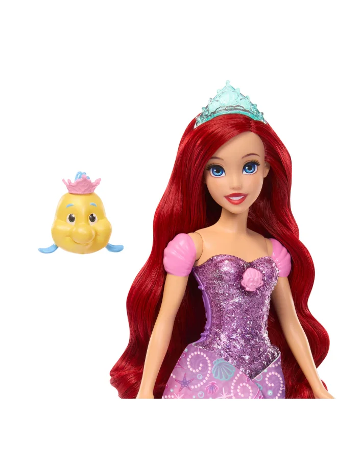 Disney  Princess Ariel Human to Mermaid Transforming Fashion Doll with Flounder Friend Figure & 2 Tiara Accessories, Inspired by Movie  | Best Price UAE