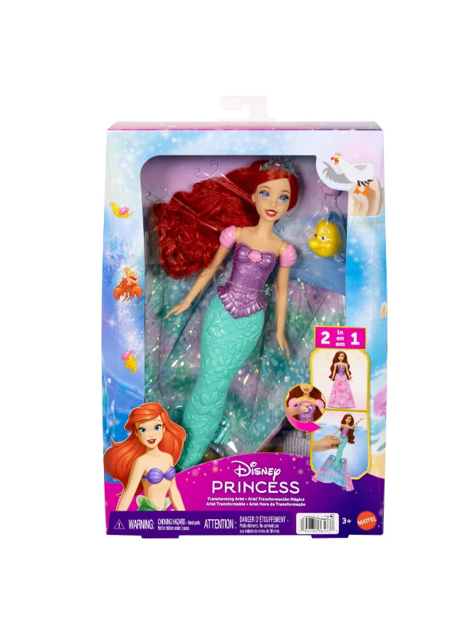 Disney  Princess Ariel Human to Mermaid Transforming Fashion Doll with Flounder Friend Figure & 2 Tiara Accessories, Inspired by Movie  | Best Price UAE