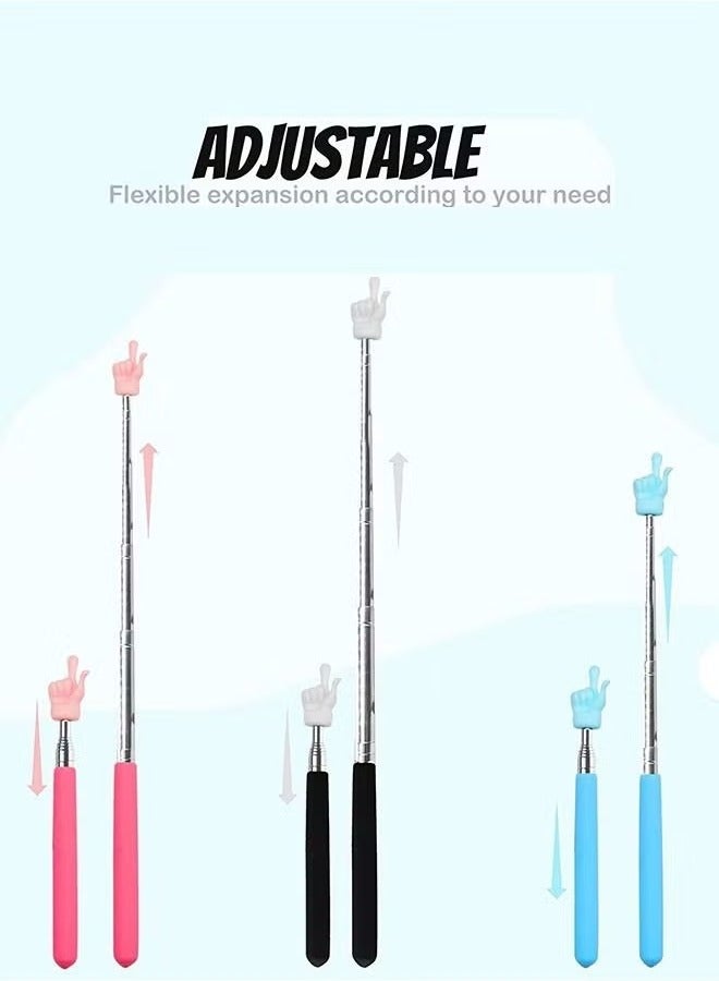 3 Pcs Telescopic Teachers Hand Pointer, Extendable Finger Pointer Stick, Mini Retractable Classroom Pointer, Teaching Pointer Presenter Whiteboard Pointer, Classroom Supplies (Black, Pink, Blue) - Image 3