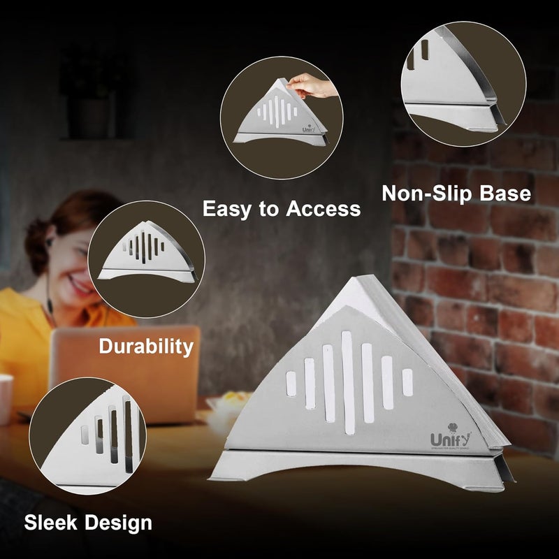 Unify 2 Pieces Stainless Steel Napkin Holder for Kitchen Tissue Paper Holder for Dining Table Napkin Stand for Restaurant Cafe Hotels Matt Finish Slotted Lines Pack of 2 - Image 5