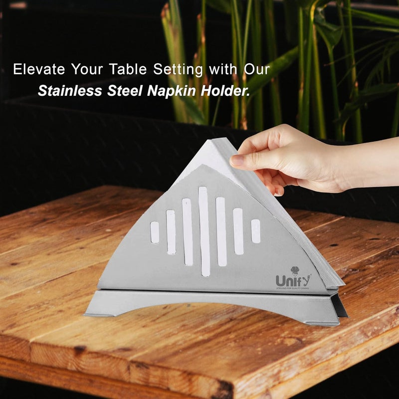 Unify 2 Pieces Stainless Steel Napkin Holder for Kitchen Tissue Paper Holder for Dining Table Napkin Stand for Restaurant Cafe Hotels Matt Finish Slotted Lines Pack of 2 - Image 4