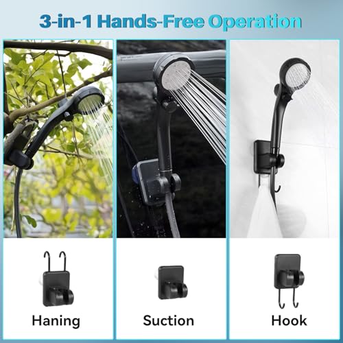 COOLIGO Portable Camping Shower with Heater, 6000mAh Rechargeable Camping Shower with 2000W Immersion Heater, LED Display, Heated Outdoor Shower for Travel, Hiking, Car, Pet - Image 5