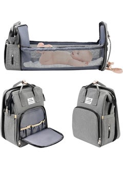 Topyich Baby Diaper Bag Backpack, Diaper Bag Multi Function Waterproof Travel Backpack Nappy Bags, Portable Changing Mat and Foldable Cot, Baby Travel Bag for Mum and Dad (Grey)  - Image 1