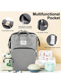 Topyich Baby Diaper Bag Backpack, Diaper Bag Multi Function Waterproof Travel Backpack Nappy Bags, Portable Changing Mat and Foldable Cot, Baby Travel Bag for Mum and Dad (Grey)  - Image 4