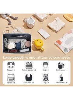 Topyich Baby Diaper Bag Backpack, Diaper Bag Multi Function Waterproof Travel Backpack Nappy Bags, Portable Changing Mat and Foldable Cot, Baby Travel Bag for Mum and Dad (Grey)  - Image 5