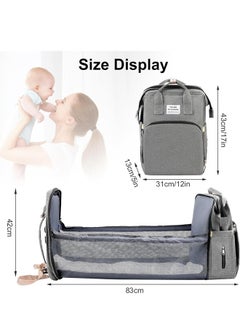 Topyich Baby Diaper Bag Backpack, Diaper Bag Multi Function Waterproof Travel Backpack Nappy Bags, Portable Changing Mat and Foldable Cot, Baby Travel Bag for Mum and Dad (Grey)  - Image 2