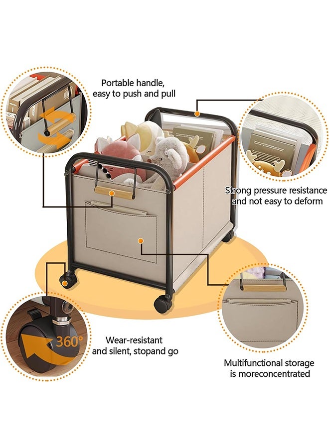 رولستيمي صندوق ألعاب تخزين الصدر مع عجلات ، قابل للإزالة قوي الاطفال اللعب صناديق المنظم صناديق سلال الحاويات مع مقابض ، البيج - Image 2