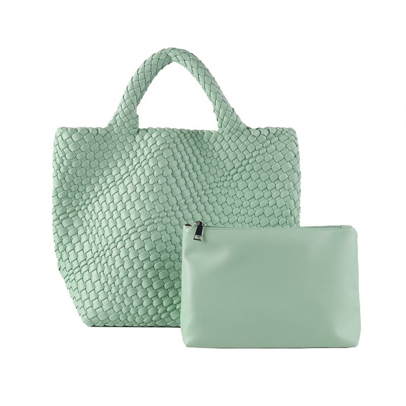 Pu Handmade Woven Bag New Fashion Women'S Bag Handbag Large Capacity Tote Bag Casual Underarm Shoulder Bag - Image 1