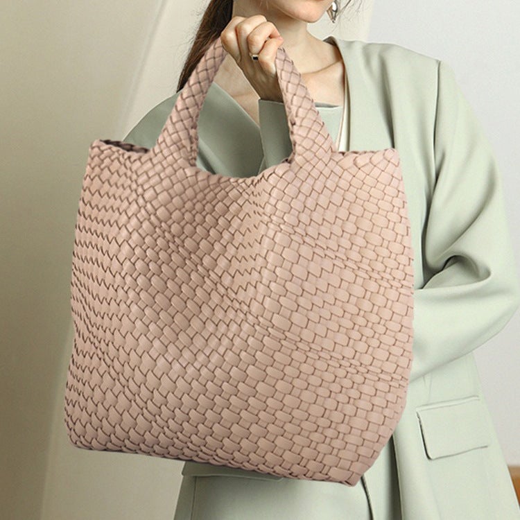 Pu Handmade Woven Bag New Fashion Women'S Bag Handbag Large Capacity Tote Bag Casual Underarm Shoulder Bag - Image 2
