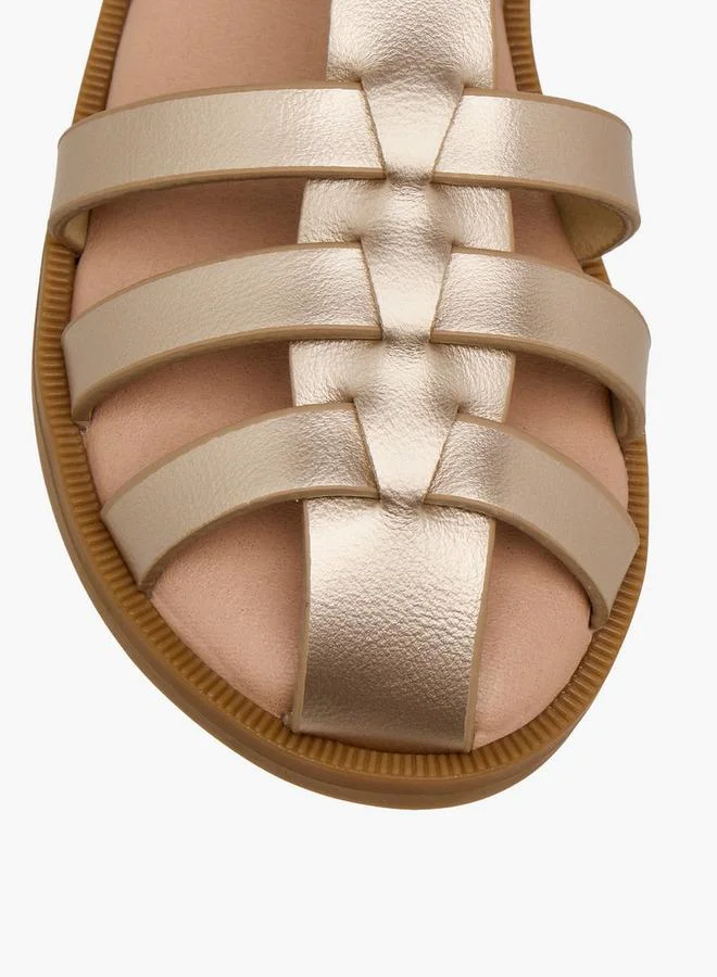 Flora Bella By Shoexpress GOLD Flora Bella Girls Hook And Loop Closure Sandals for Women | Best Price UAE
