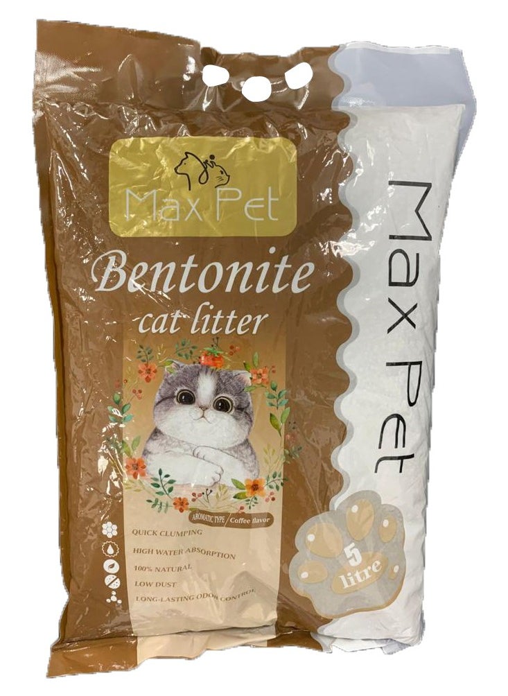 Max Pet Natural Calcium Bentonite Cat Litter [5L-Coffee] - 99% Pure, with Sodium Nitrogen Carbonate and Fragrance  - Image 1
