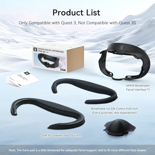 AMVR FC1 Face Pad Facial Interface Compatible with Meta Quest 3 Accessories with PU Leather and ice Silk face Cover NOT Compatible with Meta Quest 3S Video Game - Image 3