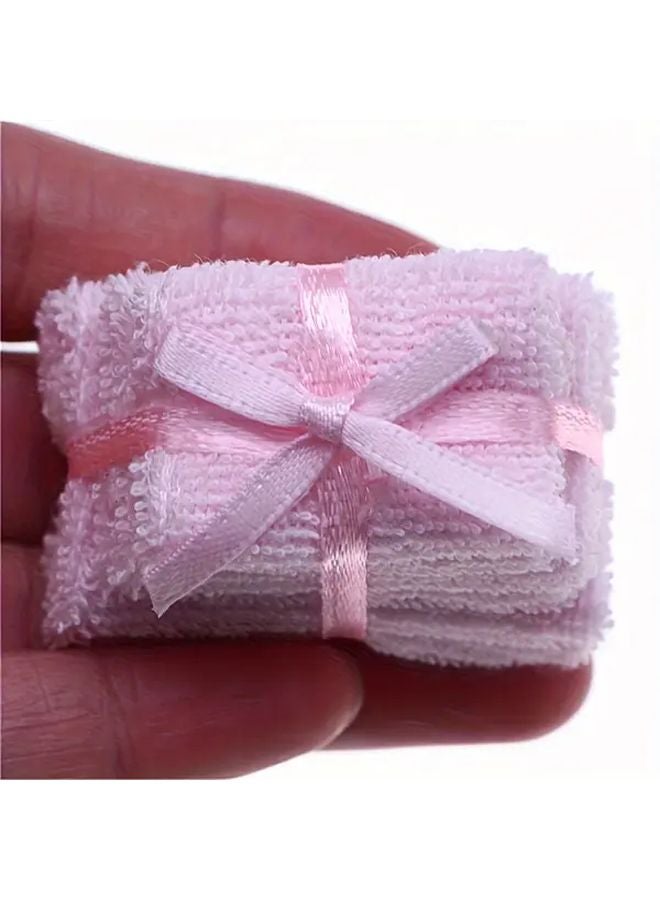Pink Miniature Bathroom Towel Model Dollhouse Accessory Doll Cloth Life Scene - Image 4