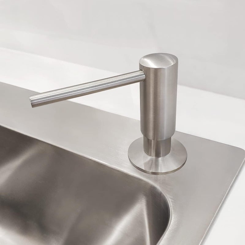 EADOT Brushed Nickel Built in Soap Dispenser for Kitchen Sink with 17 OZ PET Bottle Brass Pump Head Deck Mounted Dish Soap Dispenser - Image 4