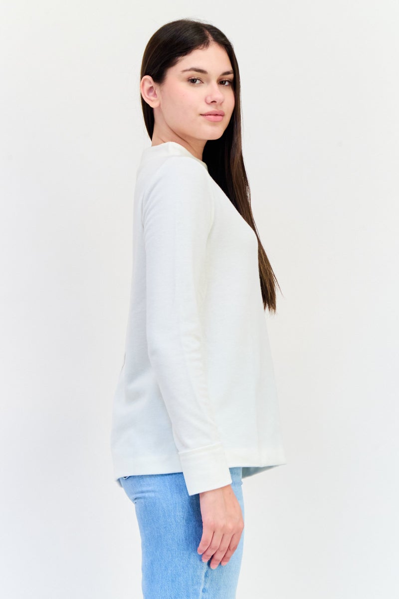 ESPRIT Women Jewel Neck Ribbed Sweater, Ivory - Image 2