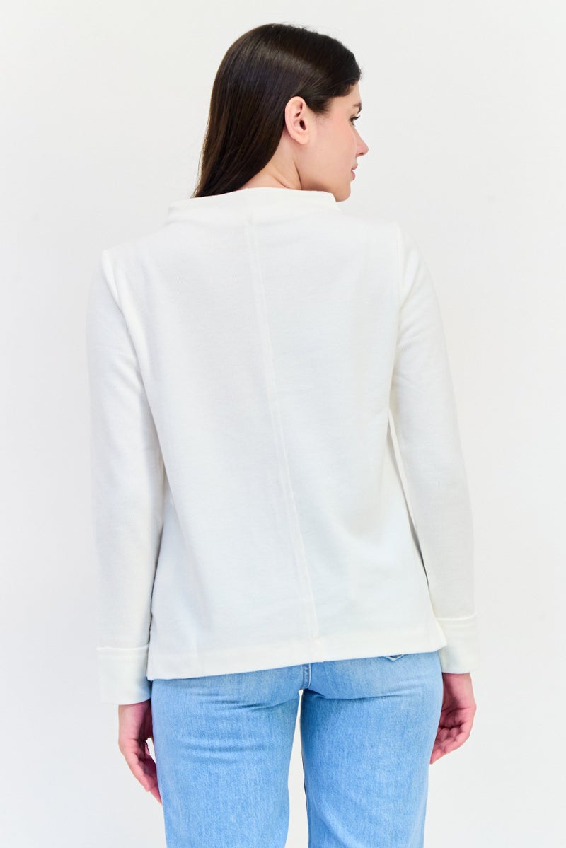 ESPRIT Women Jewel Neck Ribbed Sweater, Ivory - Image 3