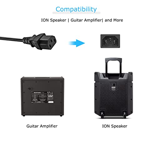 TONIWA AC Power Cord Compatible with ION Block Rocker, ION Pathfinder, ION Tailgater Bluetooth Speaker, Guitar Amplifier Musical 3 Prong Power Cable Replacement 6Ft - Image 2