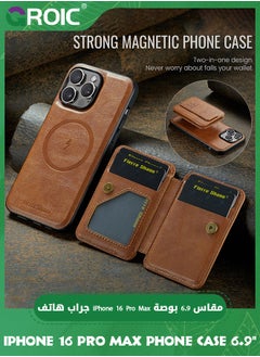 GROIC Design for iPhone 16 Pro Max Case 6.9 Inch Wallet Case with Camera Lens Protective Film, Back Flip Wallet Case with Kickstand, Magnetic MagSafe, Card Holder Slots Protective Full Protection Cover  - Image 2
