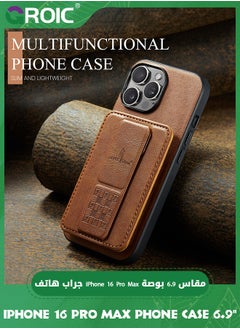 GROIC Design for iPhone 16 Pro Max Case 6.9 Inch Wallet Case with Camera Lens Protective Film, Back Flip Wallet Case with Kickstand, Magnetic MagSafe, Card Holder Slots Protective Full Protection Cover  - Image 3