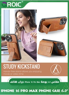 GROIC Design for iPhone 16 Pro Max Case 6.9 Inch Wallet Case with Camera Lens Protective Film, Back Flip Wallet Case with Kickstand, Magnetic MagSafe, Card Holder Slots Protective Full Protection Cover  - Image 4