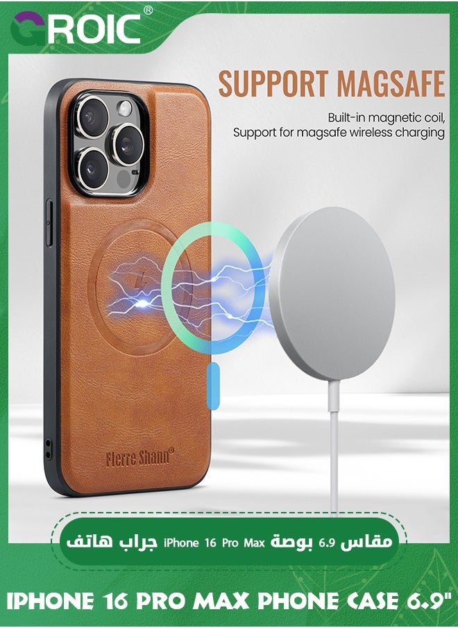 GROIC Design for iPhone 16 Pro Max Case 6.9 Inch Wallet Case with Camera Lens Protective Film, Back Flip Wallet Case with Kickstand, Magnetic MagSafe, Card Holder Slots Protective Full Protection Cover  - Image 5