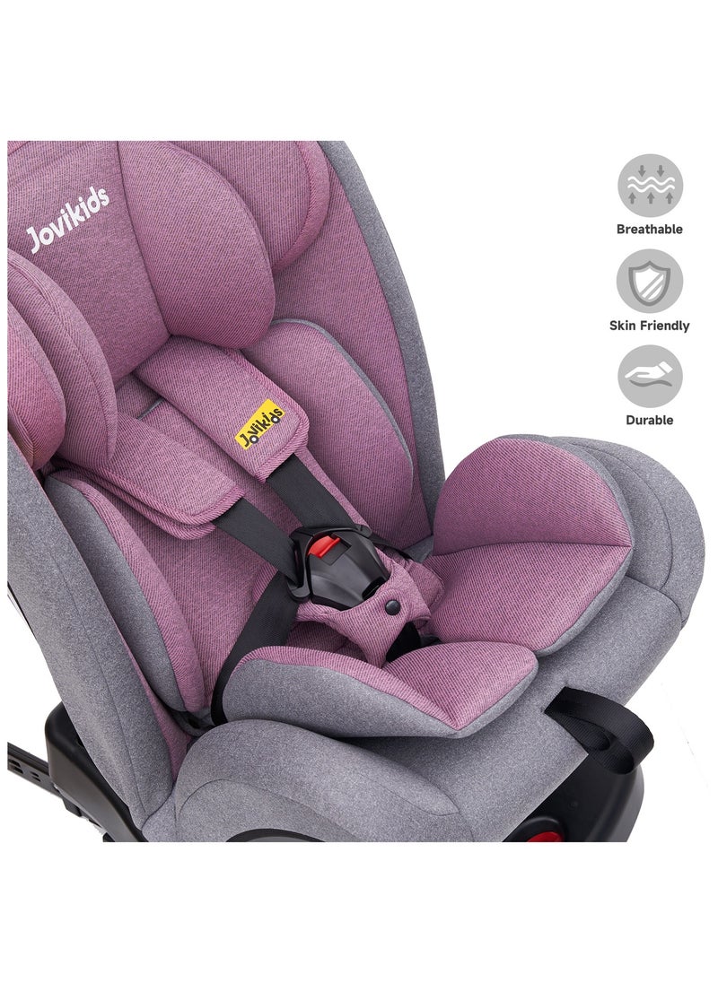 Jovikids - Angela Safety Baby Car Seat with Isofix and Top Tether, 360 Degree Swivel Child Seat, Rotating Carseat for Group 0/1/2/3, 0-12 Years Old, ECE R44/04, Pink - Image 1