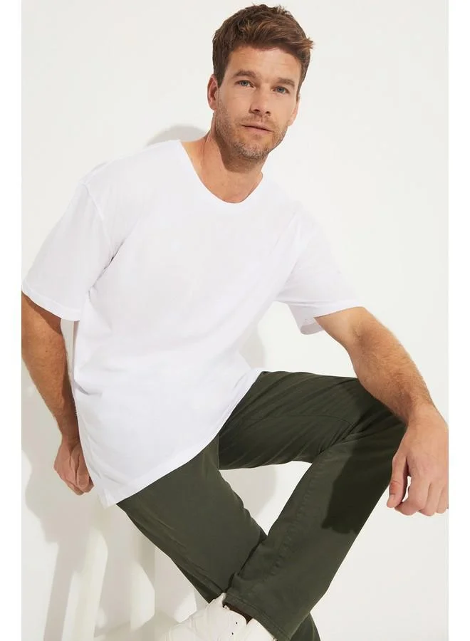 JUNE June Men Oversize Basic Crew Neck Tshirt White