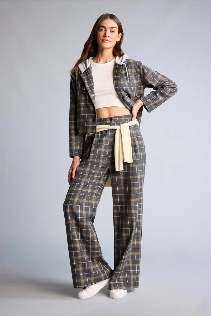 ديفاكتو jogger Pocket Detailed Plaid Trousers
