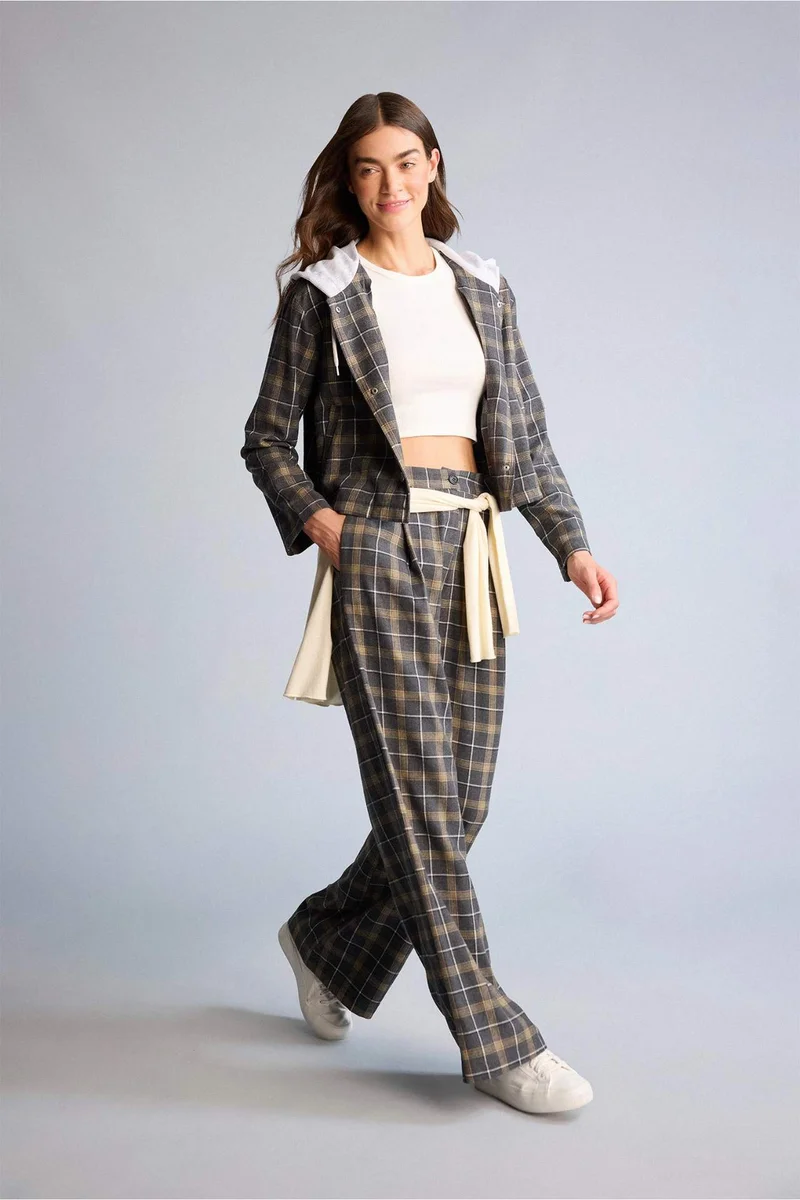 ديفاكتو jogger Pocket Detailed Plaid Trousers