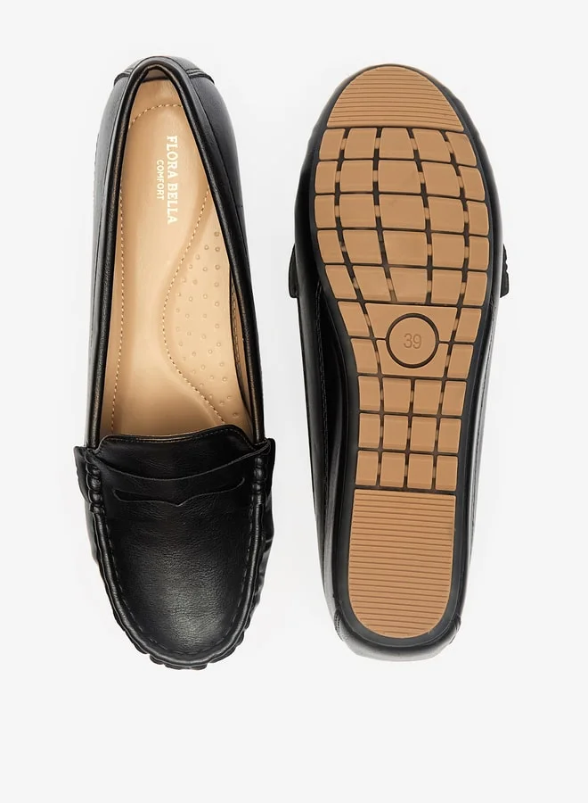 Flora Bella By Shoexpress Solid Slip-On Loafers with Wedge Heels