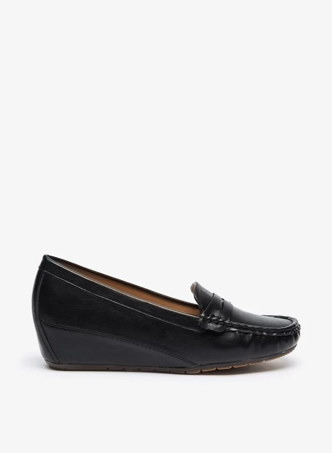 Flora Bella By Shoexpress Solid Slip-On Loafers with Wedge Heels