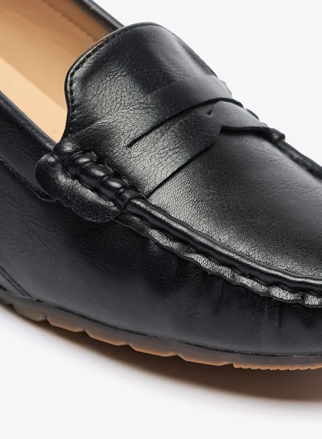 Flora Bella By Shoexpress Solid Slip-On Loafers with Wedge Heels