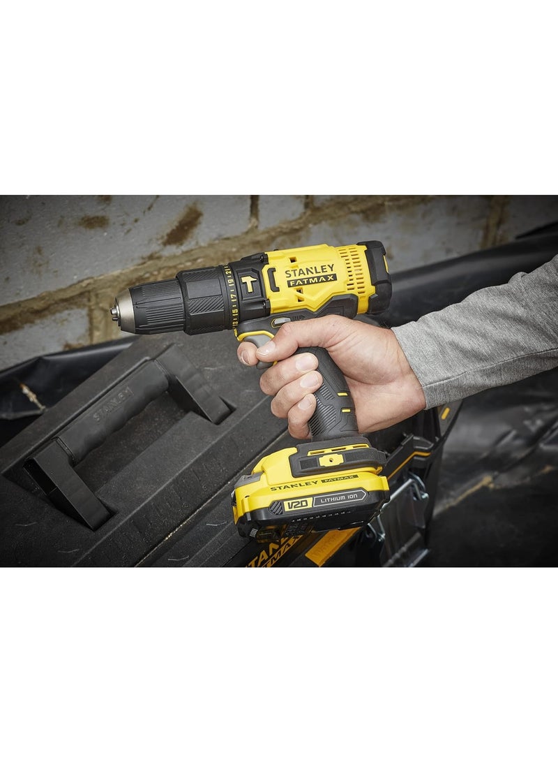STANLEY FATMAX SCD711C2K-B1 20V 1.5Ah Cordless Brushed Hammer Drill Machine With 2pcs Batteries & 1pc Charger - Image 5