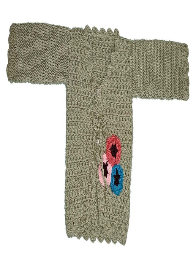Cute Collection - Woolen Crochet Handmade Top Cum Jacket for Baby Girls (Grey, 0-6 Months) - Image 4